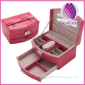 2016 best selling jewelry storage box case pu leather jewelry storage box